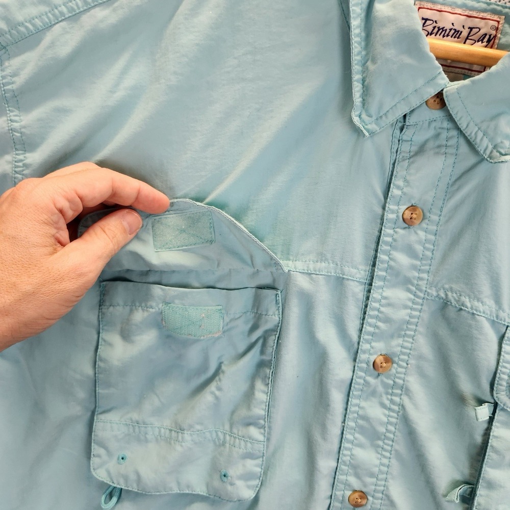 Bimini Bay Shirt Men's 3XL Light Blue Short Sleeve Button Down Vented Fishing - Picture 3 of 9